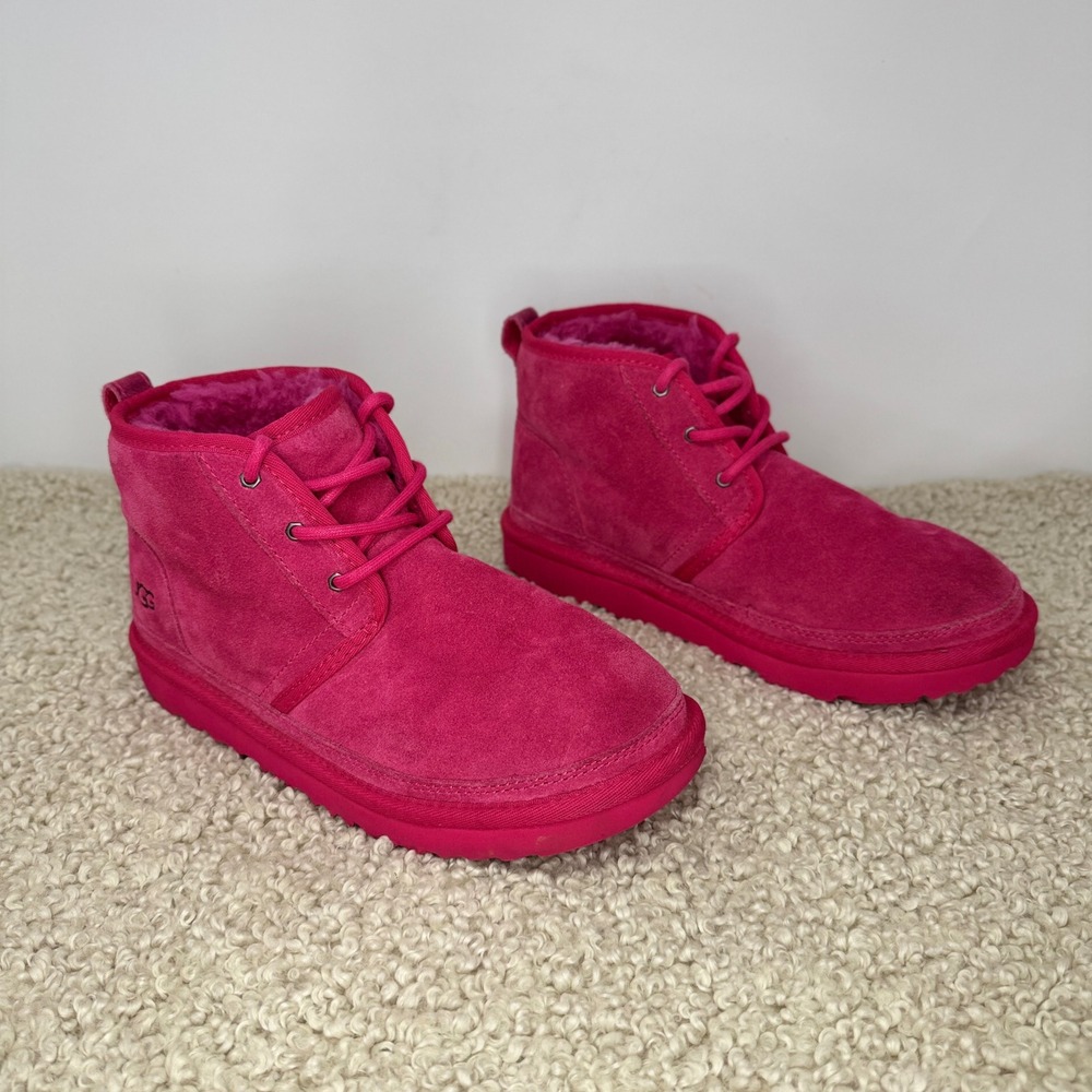 UGG Neumel Rock Rose Pink Suede Lace Up Chukka Boots EU 38 Womens 7 Kids 6